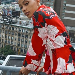 Floral print cropped shirt ZARA